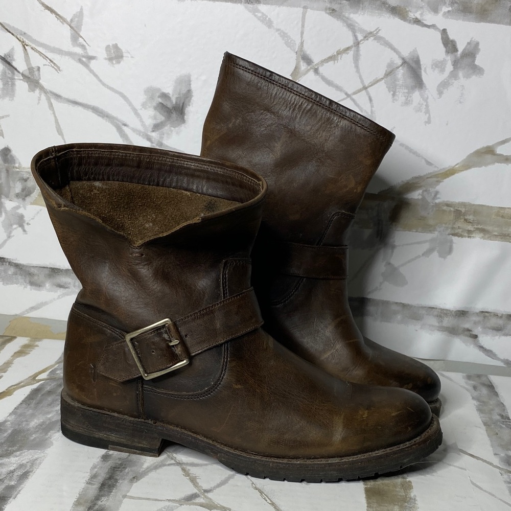 Frye Brown Leather Mid-Calf Buckle Ankle Boots (FIT NOTES) (US7/8)